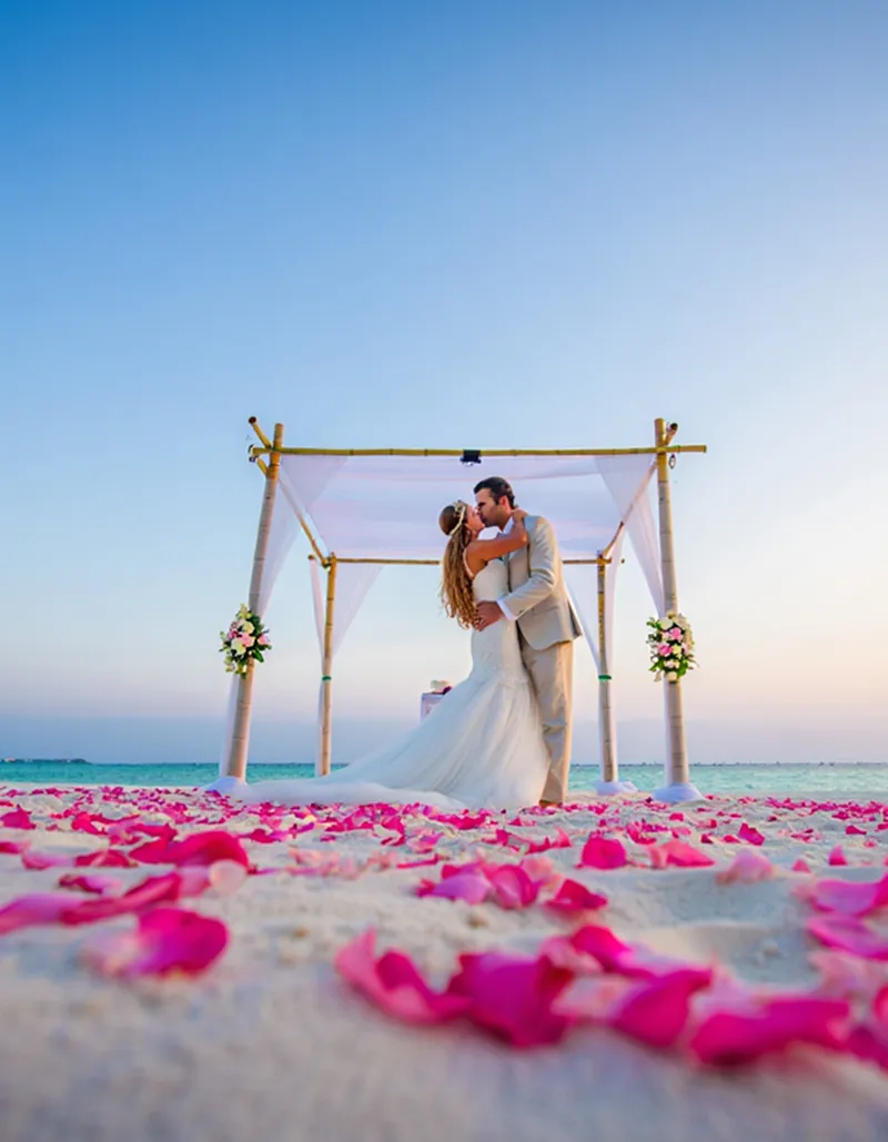 Decorated wedding pavillion setup at Kendwa Beach